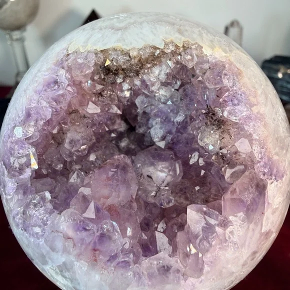 Lavender Amethyst & Quartz Sphere • Gorgeous Pockets • Sparkly Points 3.38”